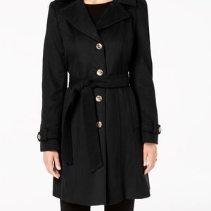 Michael Kors black wool coat w detachable hood